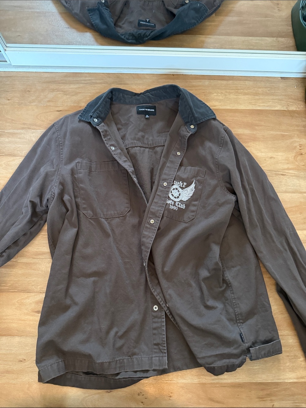 Lucky Brand Brown Lightweight Shirt Jacket with Chest Graphic